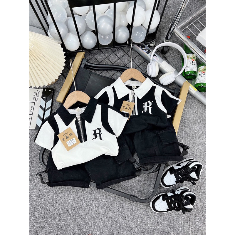 set quần áo bẻ cổ bé trai