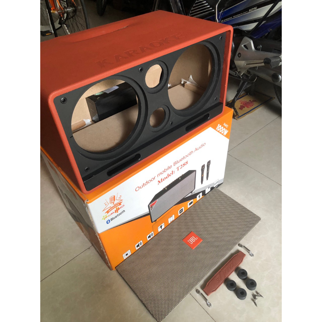 Vỏ thùng loa kéo xách tay 2 bass 20cm 2 treble mẫu 2023