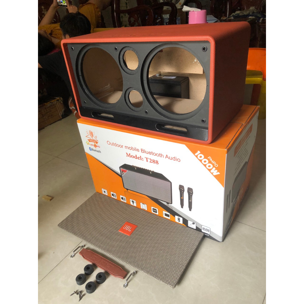 Vỏ thùng loa kéo xách tay 2 bass 20cm 2 treble mẫu 2023