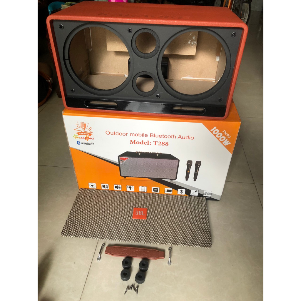 Vỏ thùng loa kéo xách tay 2 bass 20cm 2 treble mẫu 2023