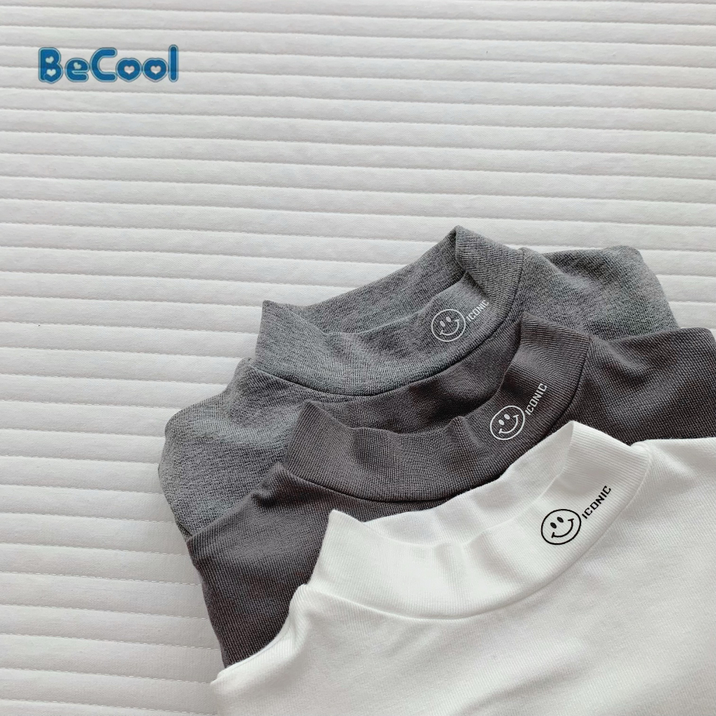 Áo Giữ Nhiệt Cho Bé Trai, Bé Gái BECOOL Chất Zip Hàn, Áo Dài Tay Cổ Lọ Cho Bé Thêu Hình Mặt Cười Từ 10-27Kg