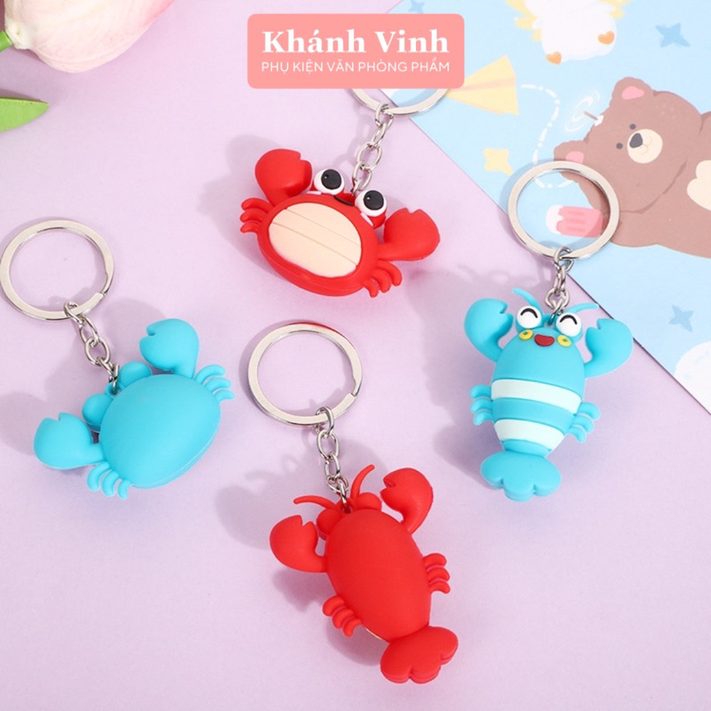 Bộ 4 Móc Khoá Hình Tôm Cua Càng Xanh Đỏ - Hải Sản Cao Cấp