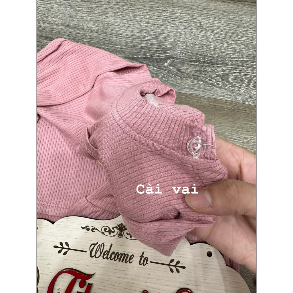 Bộ dài minky mom cài vai tăm lụa cạp cao hình gấu, bộ cạp cao thu đông cho bé sơ sinh