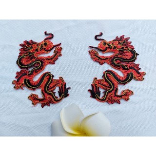 Miếng ủi nhiệt rồng thêu màu đỏ đen