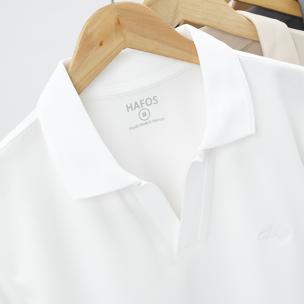 Áo polo nam HAFOS Cổ V Basic vải Cotton cao cấp chuẩn form