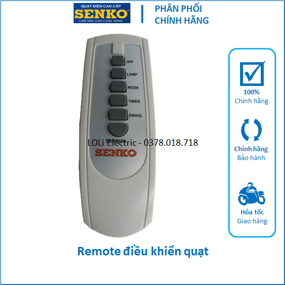 Remote điều khiển quạt điện Senko TR1683, TR1628, TR1428, TR828, DR1608, DR888 - LOLi Electric