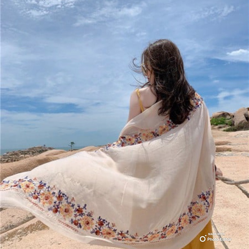 Khăn choàng đi biển, khăn choàng voile cao cấp