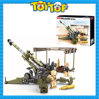 Đồ chơi lắp ráp quân đội ghép Army xếp hình súng hạng nặng siêu lựu pháo quân sự M777 Sluban 0890