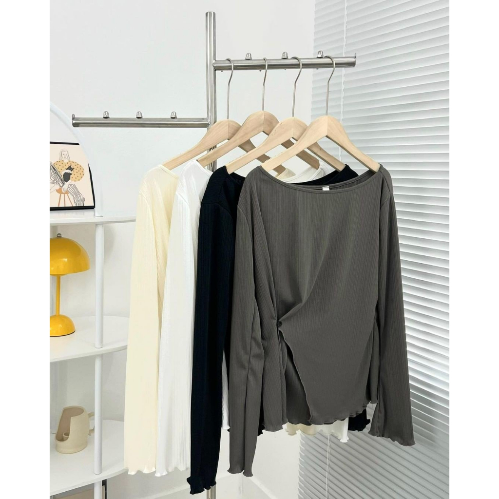 ÁO LỆCH VAI XẺ VẠT DÀI TAY CÚC CÀI EO VICKY SIÊU XINH PHONG CÁCH HÀN QUỐC