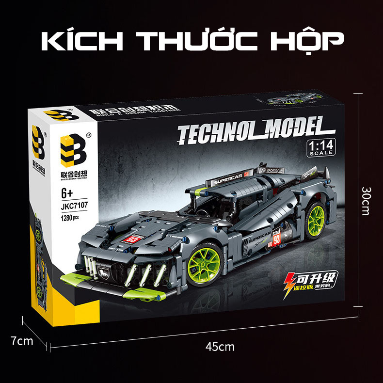 Đồ Chơi Lắp Ráp Kiểu Lego Mô Hình Siêu Xe Peugeot 9X8 Hybrid Tỉ Lệ 1:14 Điều Khiển Từ Xa RC No.JKC7107 Với 1280+PCS