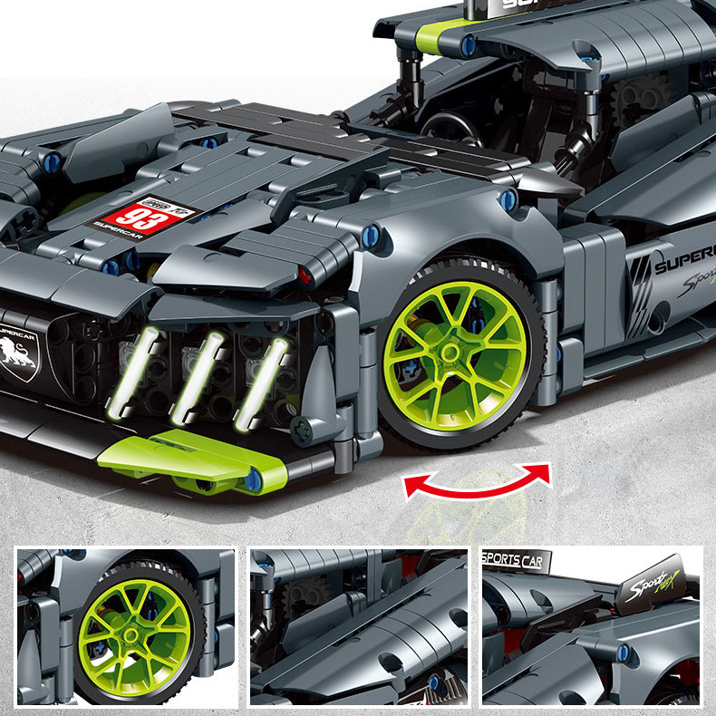 Đồ Chơi Lắp Ráp Kiểu Lego Mô Hình Siêu Xe Peugeot 9X8 Hybrid Tỉ Lệ 1:14 Điều Khiển Từ Xa RC No.JKC7107 Với 1280+PCS
