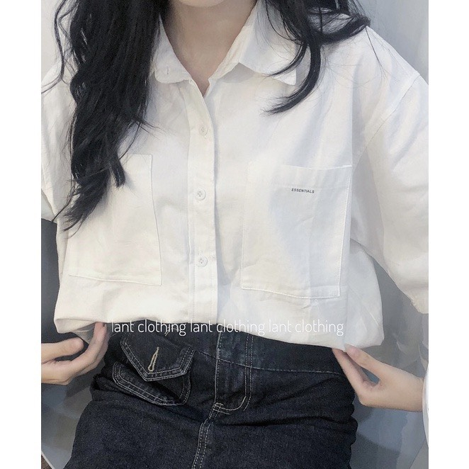 Áo sơ mi cộc tay chữ Essentials chất thô mát form rộng Hari GenZ 2619 P0