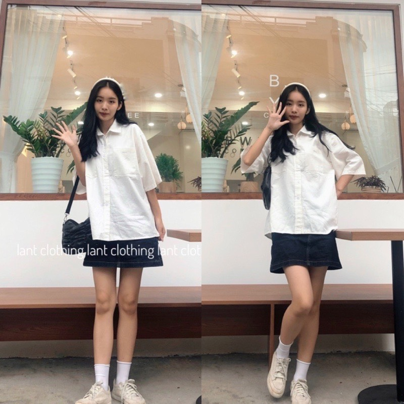 Áo sơ mi cộc tay chữ Essentials chất thô mát form rộng Hari GenZ 2619 P0