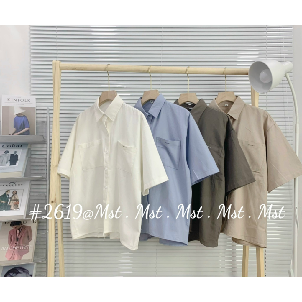 Áo sơ mi cộc tay chữ Essentials chất thô mát form rộng Hari GenZ 2619 P0