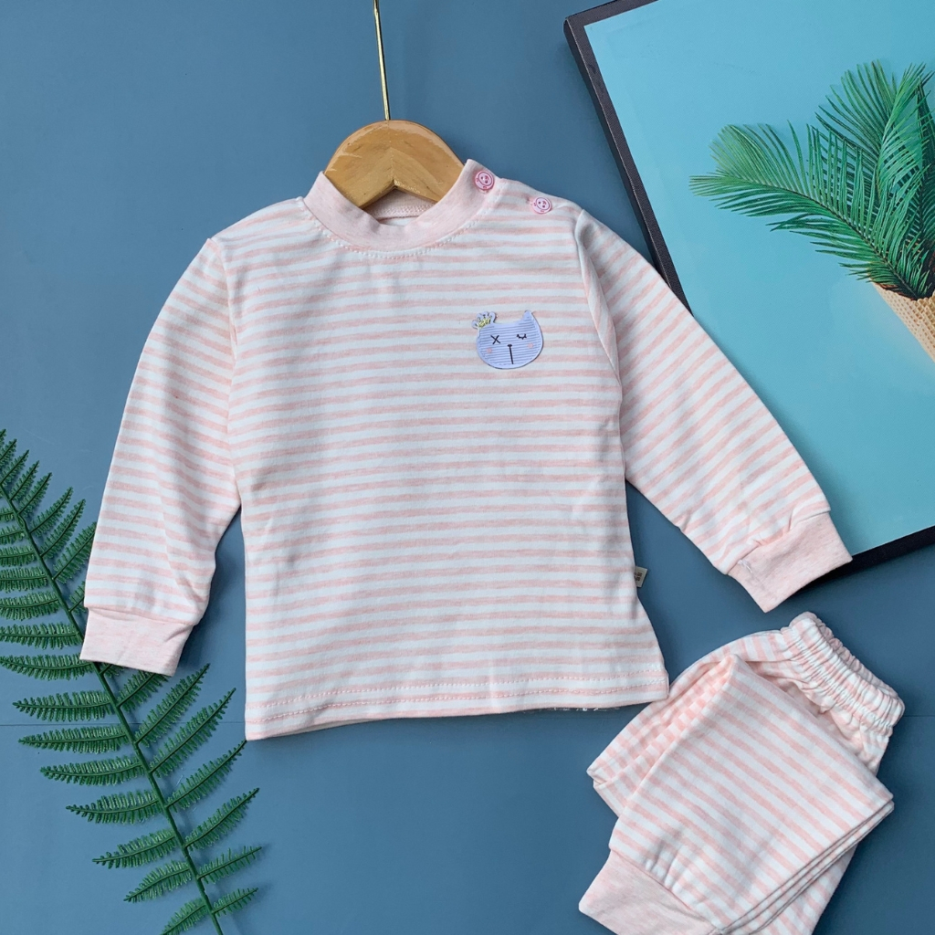 Bộ thu đông dài tay cài vai, Chất cotton nỉ dày vừa, mềm mịn, quần bo chun cho bé trai, bé gái