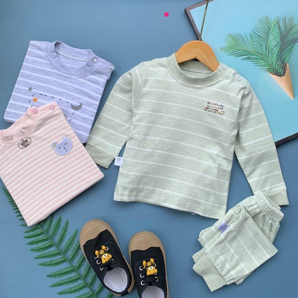 Bộ thu đông dài tay cài vai, Chất cotton nỉ dày vừa, mềm mịn, quần bo chun cho bé trai, bé gái từ 8 - 20Kg.