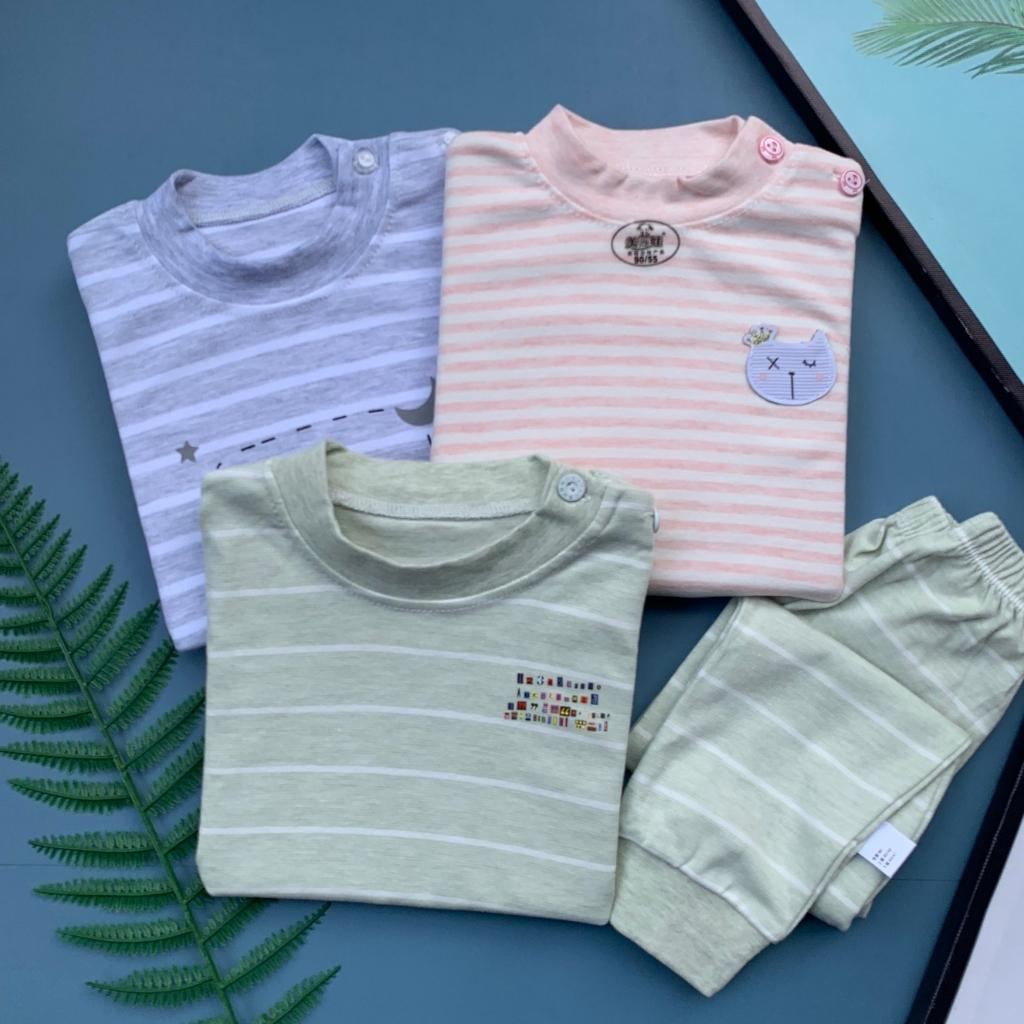 Bộ thu đông dài tay cài vai, Chất cotton nỉ dày vừa, mềm mịn, quần bo chun cho bé trai, bé gái từ 8 - 20Kg.