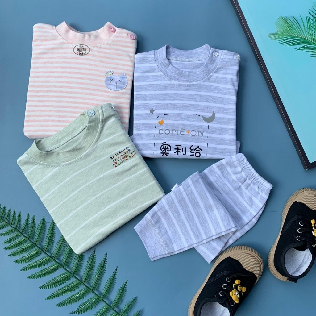 Bộ thu đông dài tay cài vai, Chất cotton nỉ dày vừa, mềm mịn, quần bo chun cho bé trai, bé gái từ 8 - 20Kg.