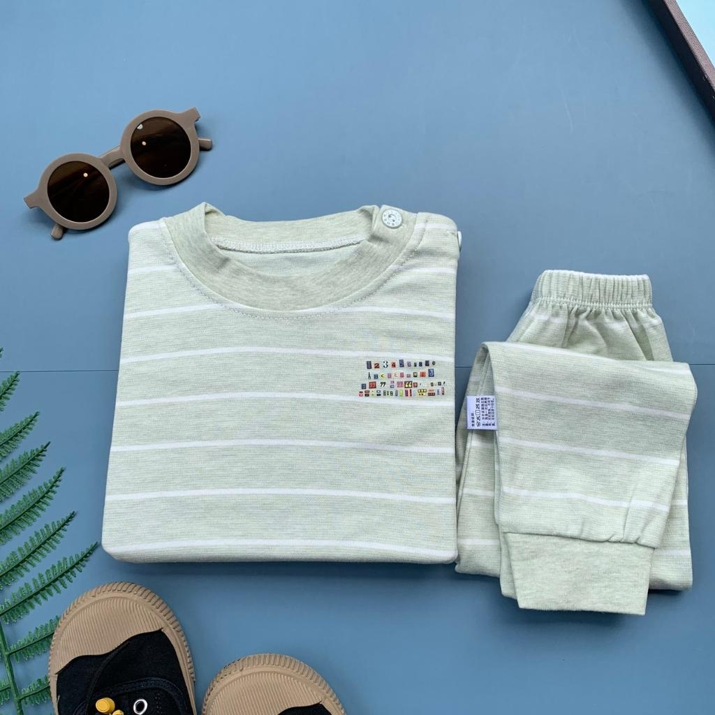 Bộ thu đông dài tay cài vai, Chất cotton nỉ dày vừa, mềm mịn, quần bo chun cho bé trai, bé gái từ 8 - 20Kg.