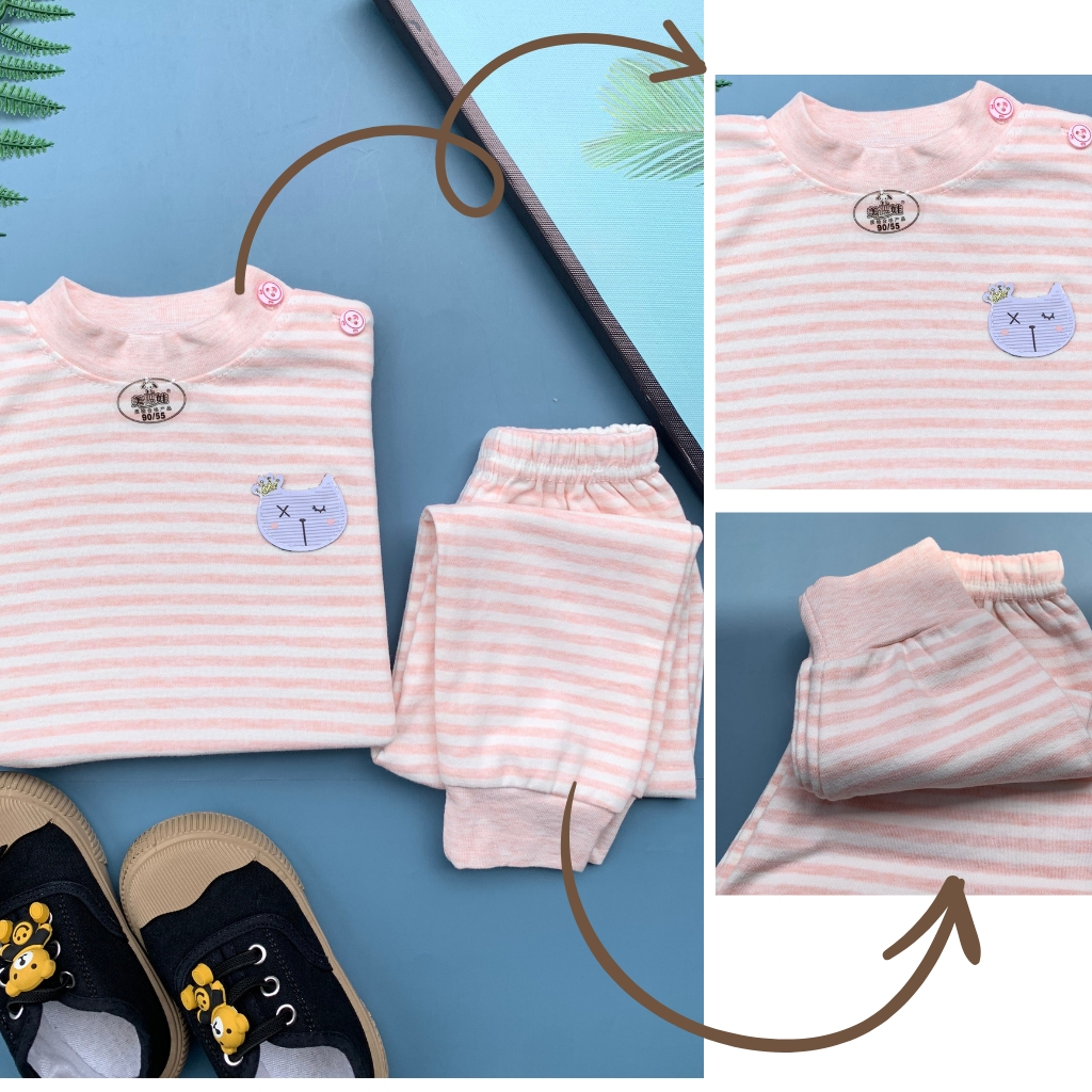 Bộ thu đông dài tay cài vai, Chất cotton nỉ dày vừa, mềm mịn, quần bo chun cho bé trai, bé gái