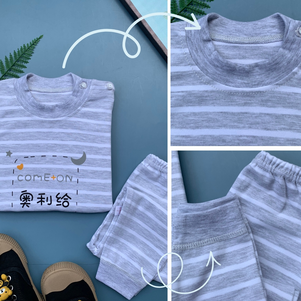 Bộ thu đông dài tay cài vai, Chất cotton nỉ dày vừa, mềm mịn, quần bo chun cho bé trai, bé gái