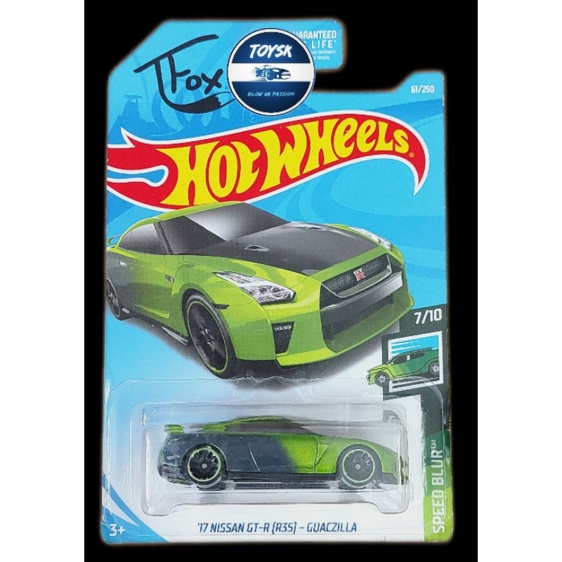 Toysk xe mô hình tĩnh 17 Nissan GT-R  GUACZILLA T- Fox hotwheels basic Xanh lá  tỷ lệ 1:64