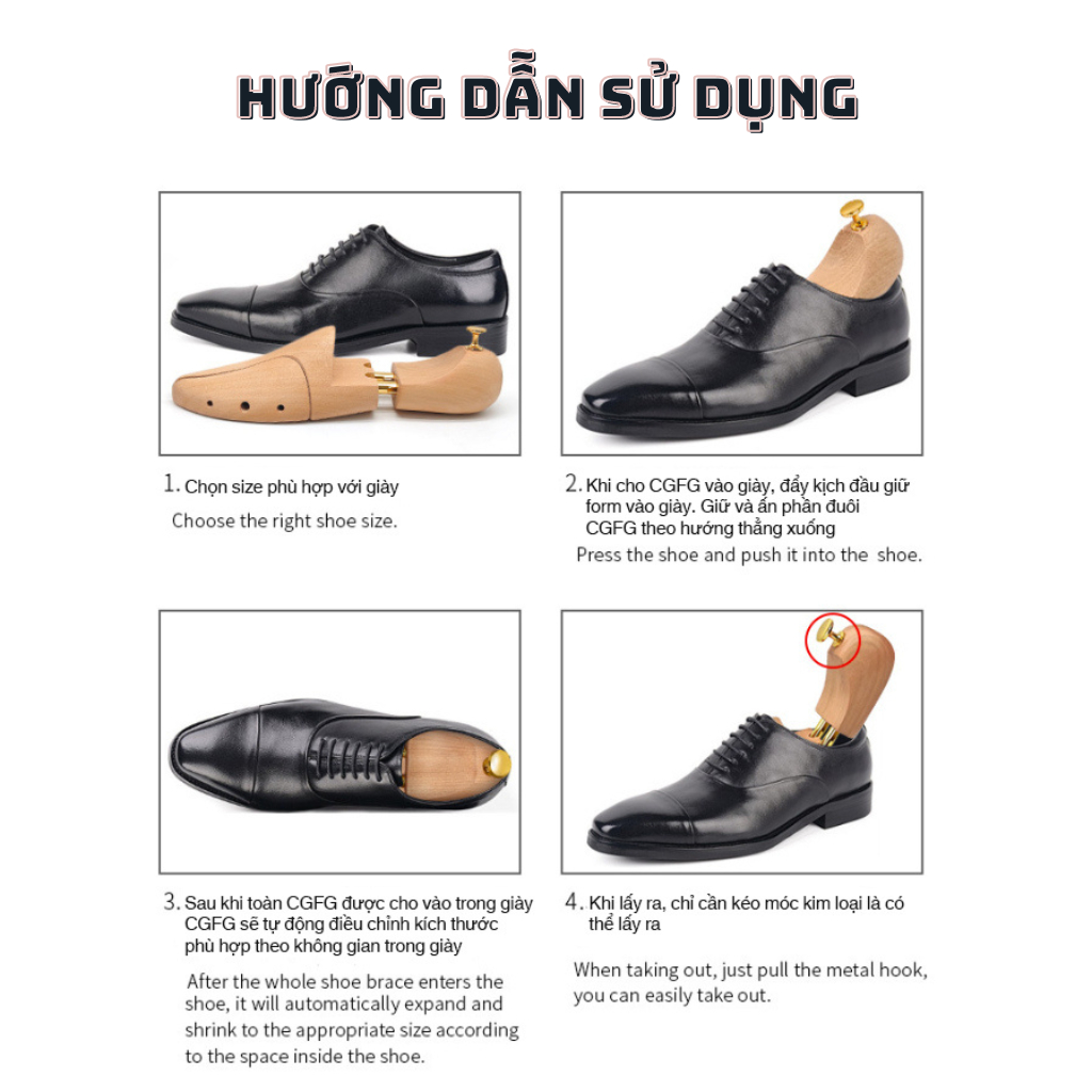 Cây giữ form giày gỗ shoe tree cao cấp bảo vệ giày