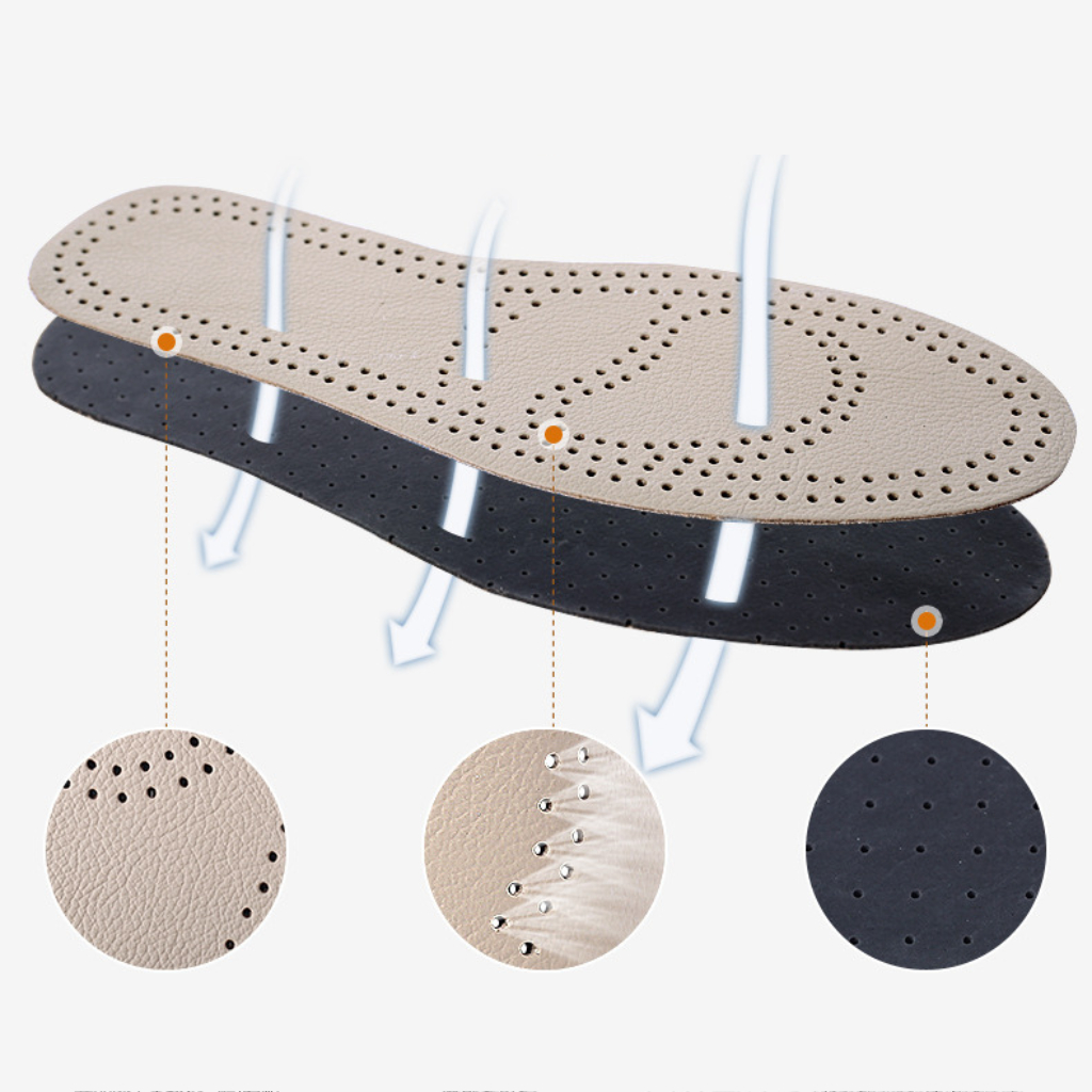 Lót giày da bò thoáng khí êm ái thấm hút mồ hôi khử mùi, cho cả nam và nữ