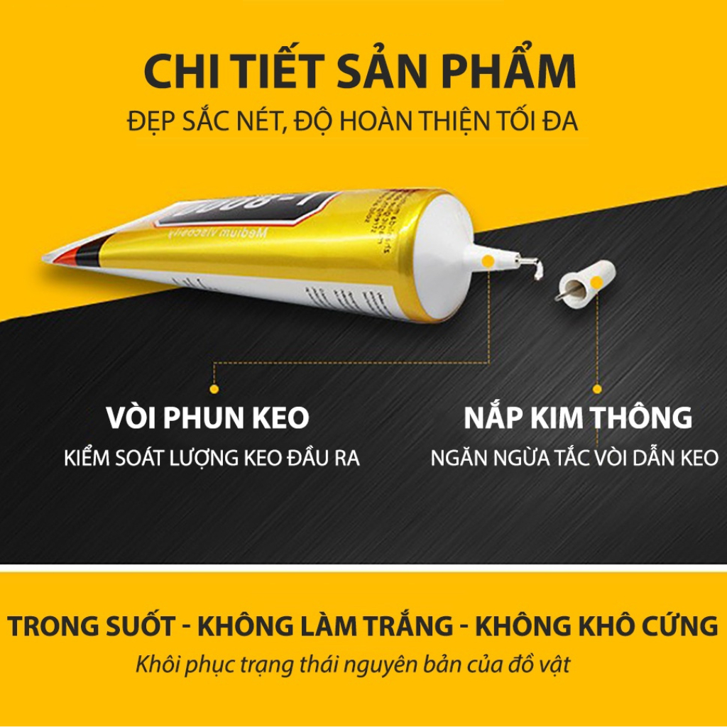 Keo dán đa năng siêu chắc E8000 50ml Bulaien, Dán Thủ Công Handmade, Keo Dẻo Acrylic Dán Gioăng Màn hình điện thoại