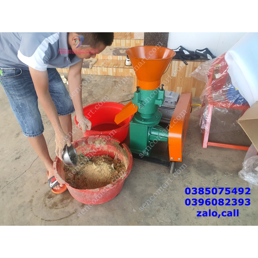 Máy làm cám viên S160 chạy dây curoa lắp motor 3kw vòng tua 1400V/P