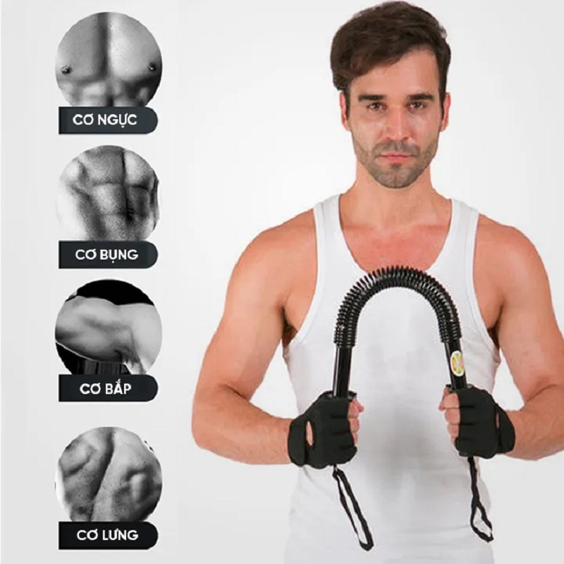 Combo gậy lò xo và kìm bóp tay - gậy 30kg, kìm bóp tay 60kg TẶNG 1 DÂY NHẢY LÕI THÉP - Hãng dododios