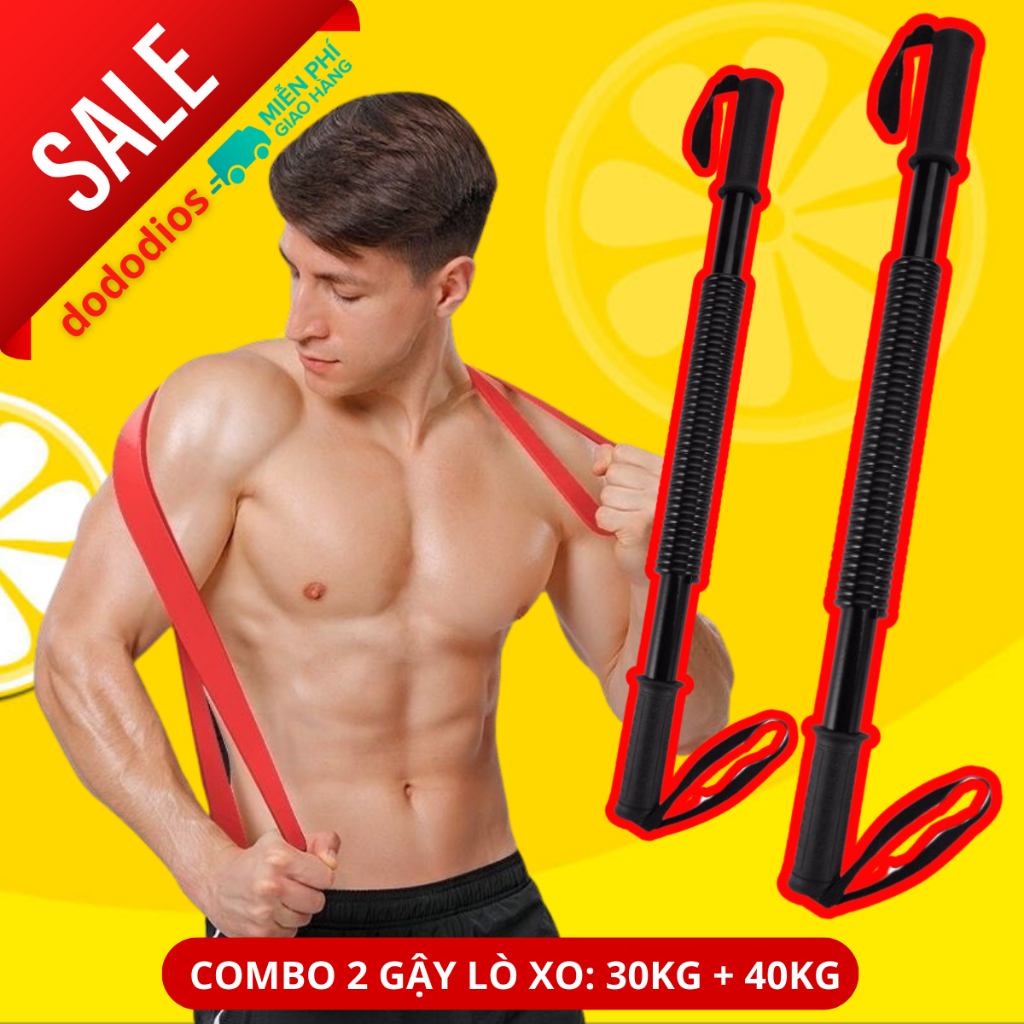Combo gậy lò xo 30kg và 40kg - gậy tập cơ tay - Chính hãng dododios