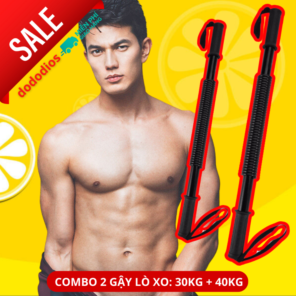 Combo gậy lò xo 30kg và 40kg - gậy tập cơ tay - Chính hãng dododios