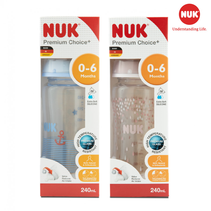Bình Sữa Nuk Thủy Tinh 240ml  - Made in Germany