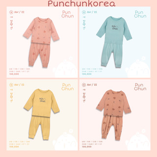 Punchun - bộ cổ tròn dài tay punchun mềm mại cho bé 6m 9m 12m 18m 24m 36m 4y 5y pcd2206 punchunkorea