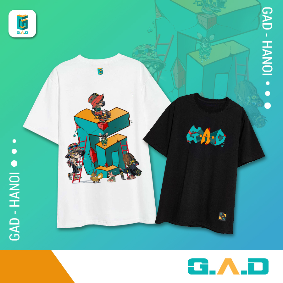 GTee by G.A.D - Áo thun from rộng tay lỡ, local brand GADHANOI, unisex nam và nữ 100% cotton, hàng c