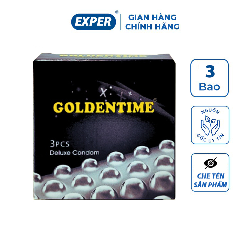 Bao cao su Goldentime Big Dots, bcs siêu mỏng có gai cổ thắt tăng khoái cảm kéo dài quan hệ