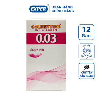 Bao cao su goldentime 003 superthin, bao cao su siêu mỏng 0.03mm trơn nhiều gel