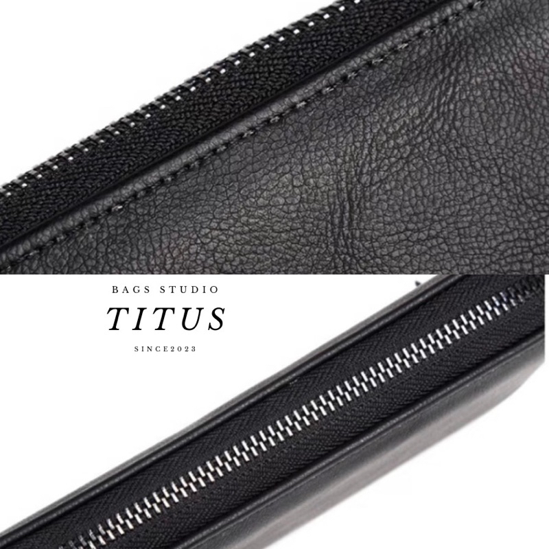 Ví dài cầm tay nam nữ, chất liệu da lì đen trơn Titus 19x10x2cm.