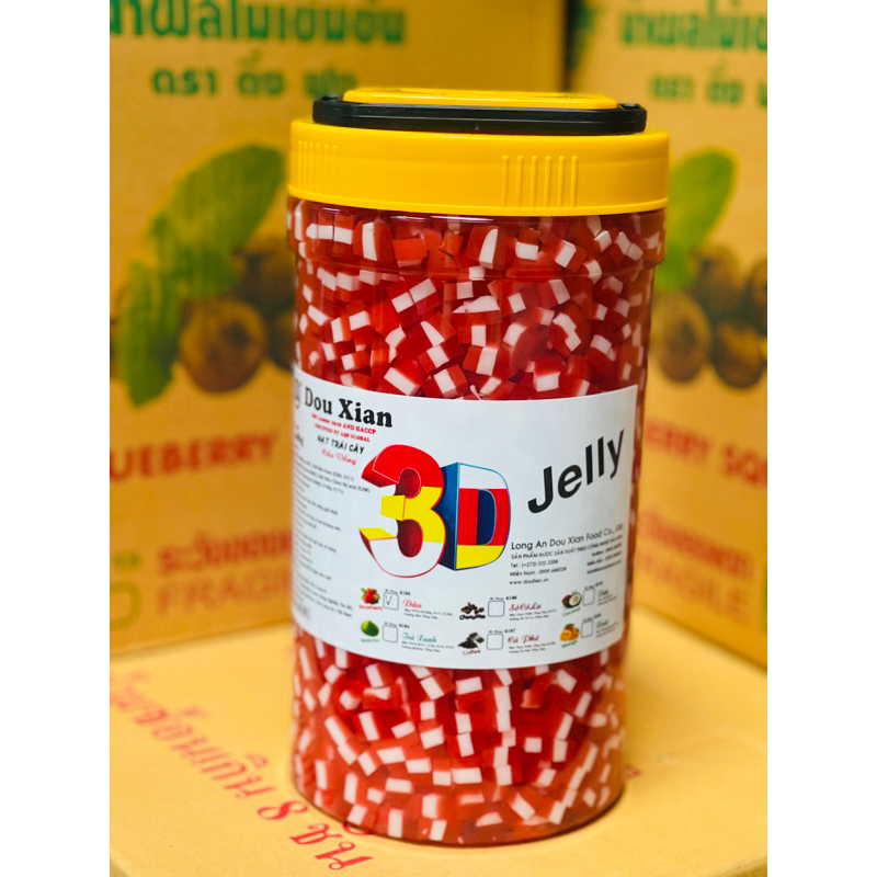 Thạch rau câu 3d Dâu 2kg5 (hạt vừa)