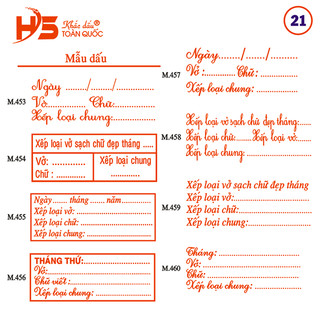 [m21.453-m21.468] Con dấu nhận xét vở sạch chữ đẹp tiểu học