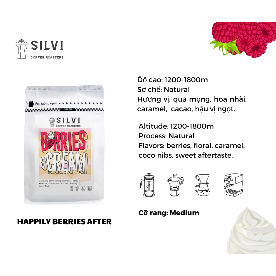 Cà Phê House Blend Espresso Berries & Cream Pha máy - Silvi Specialty Coffee