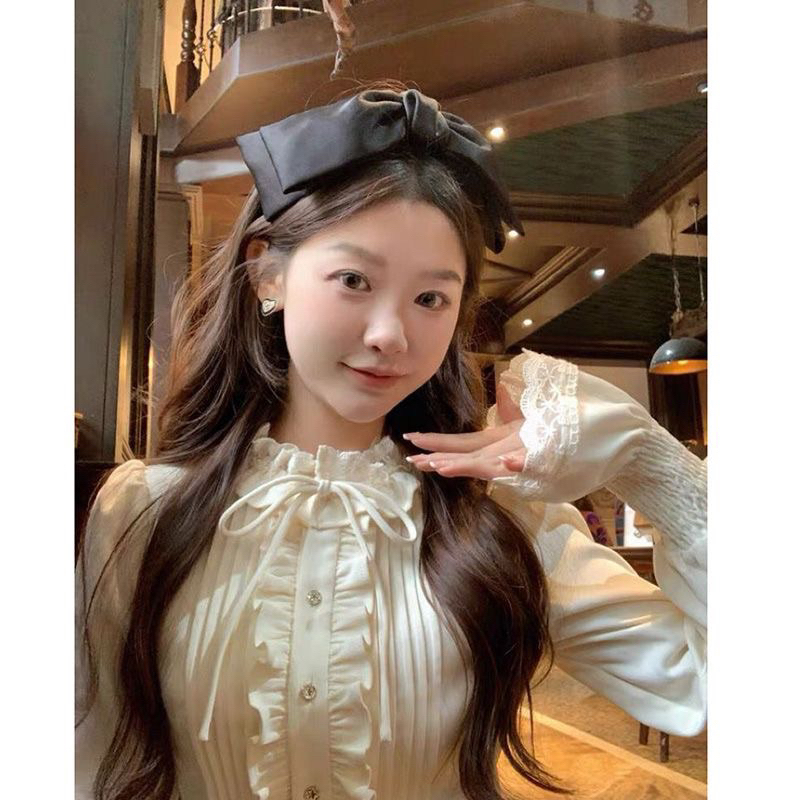 Áo Kiểu Dài Tay Viền Bèo Kèm Ảnh Thật