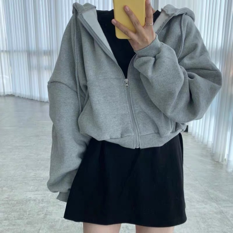 Áo khoác nỉ hoodie kéo khoá croptop - Retrostyle - Aokhoacni003_P6K9