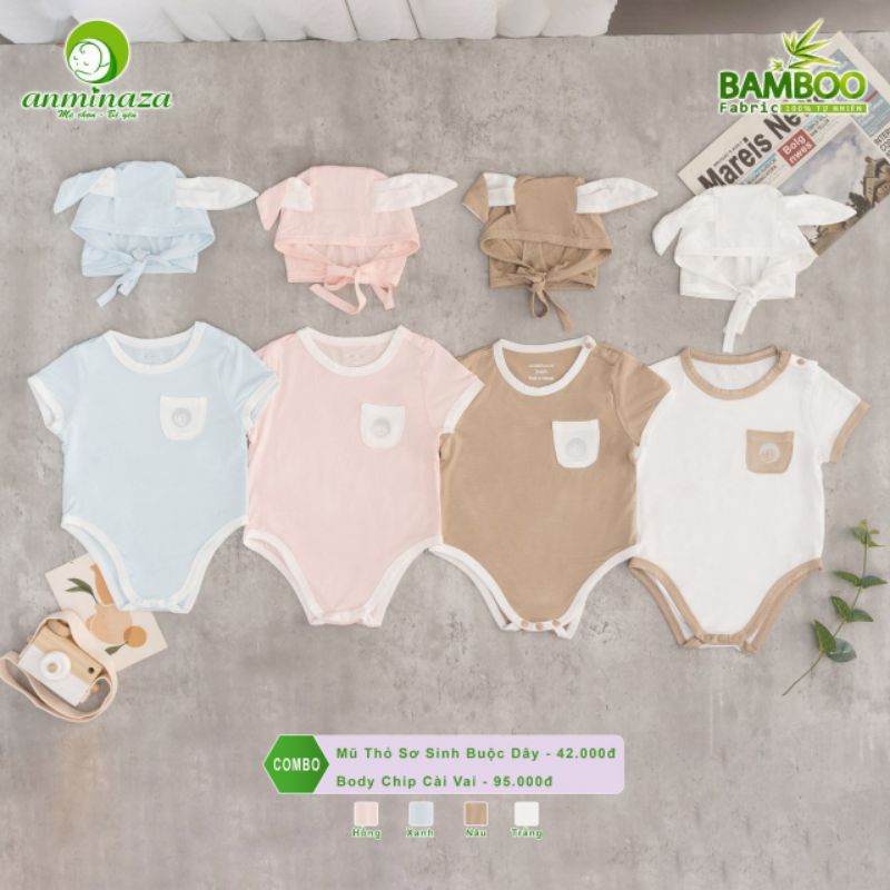 Body chip cho bé sơ sinh vải thun petit sợi tre mềm mại 0-12 tháng Anminaza Vietnam