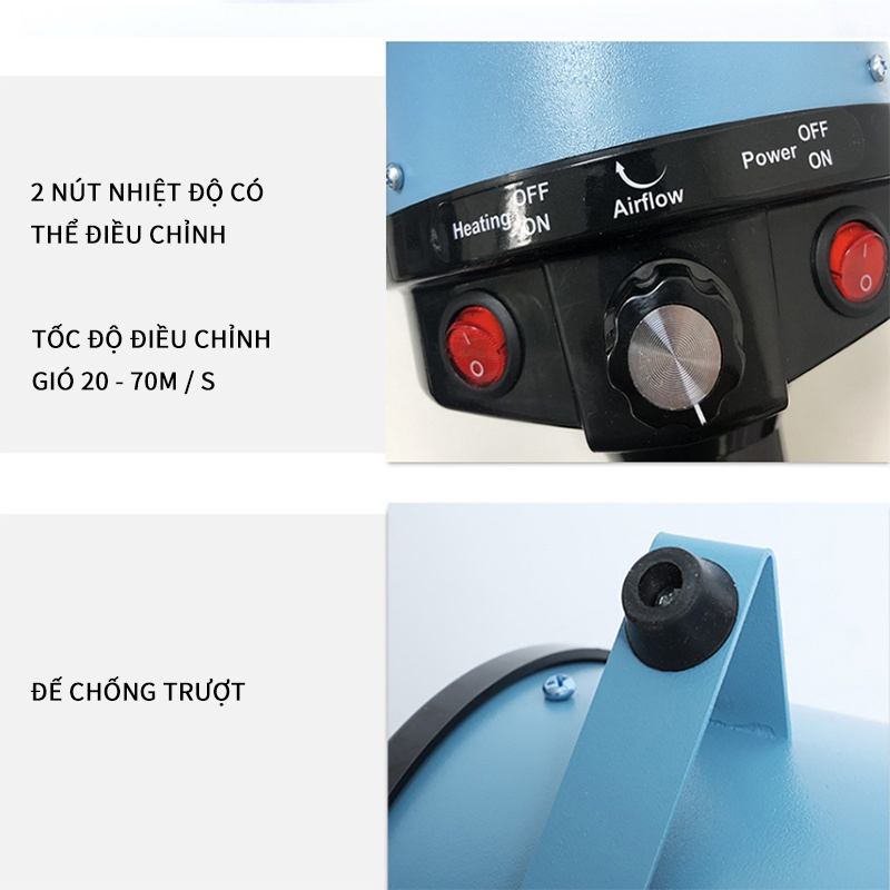 Máy sấy lông thú cưng chó mèo công suất lớn 2800W, sấy thổi khô nhanh với gió ấm