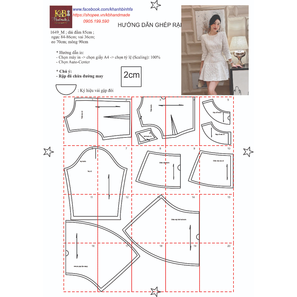 Rập giấy A0 mã 1649  - Rập may đầm