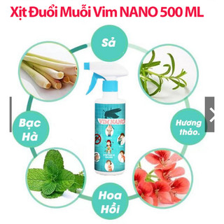 Chai xịt đuổi muỗi, côn trùng vim nano 500ml mùi hương dễ chịu xuất xứ thảo mộc - xua đuổi muỗi, gián, côn trùn
