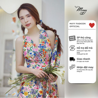 Đầm thiết kế cao cấp MAYY FASHION crep hoạ tiết hoa nhiều màu Nhiệt Đới