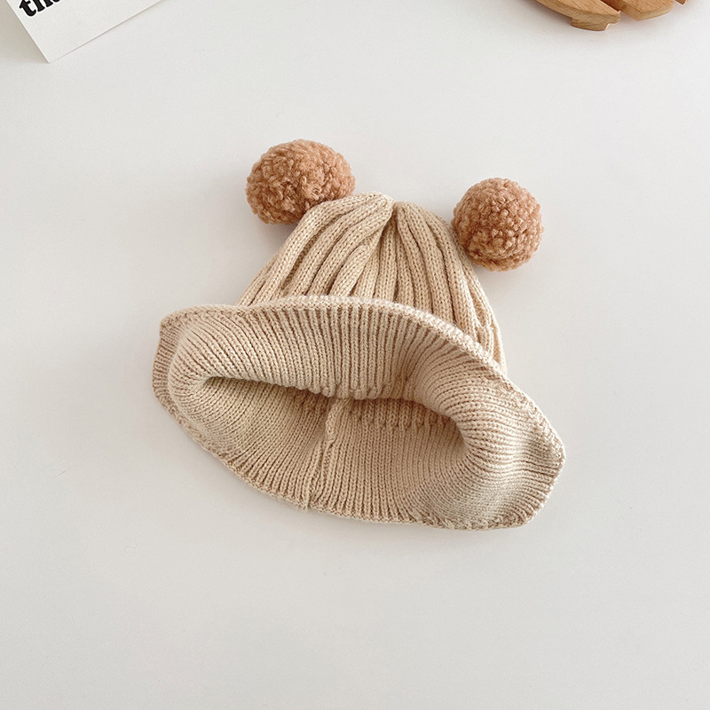 Mũ Len Dày Dặn Họa Tiết Gấu Hoạt Hình Phong Cách Hàn Quốc Cho Bé AMI